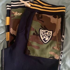 Hard to find. Polo Ralph Lauren patchwork fleece sweatpants. NWOT